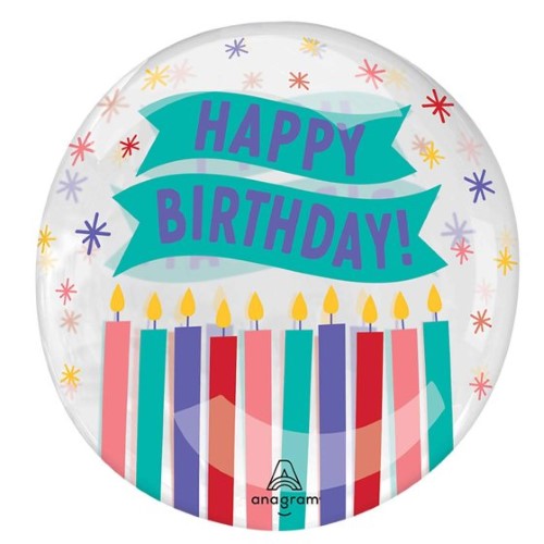 Vibrant Printed Clearz Happy Birthday Candles, perfect for enhancing any cake at birthday celebrations.