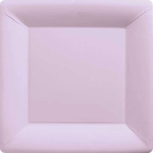 Pastel lilac square paper plates (17cm) in a pack of 20, perfect for stylish and eco-friendly dining occasions.
