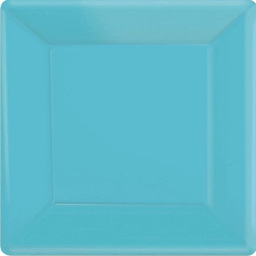Caribbean Blue square paper plates, 17cm, pack of 20, eco-friendly and sturdy for snacks and meals, perfect for any occasion.