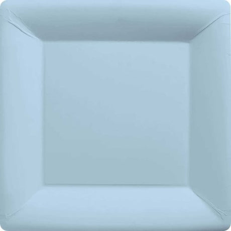 Pastel blue square paper plates, 23cm, pack of 20, eco-friendly, perfect for stylish parties and gatherings.