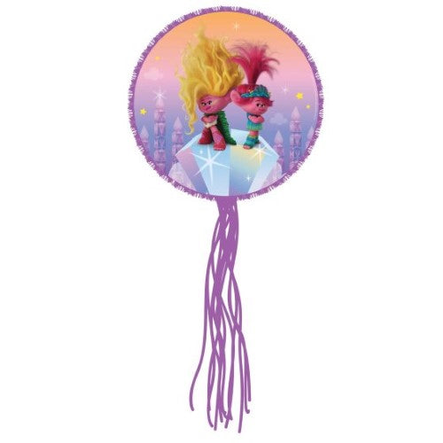 Vibrant Trolls 3 Band Together Drum Piñata, eco-friendly, perfect for parties, filled with candies and toys, 35x35x9 cm.