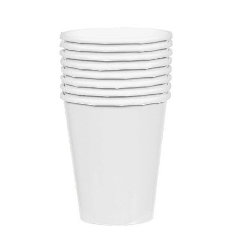 Set of 20 eco-friendly 354ml Frosty White paper cups for hot or cold drinks, perfect for events and everyday use.