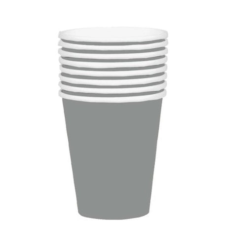 Stylish silver 354ml paper cups, 20 pack, eco-friendly, perfect for events, parties, and daily use.