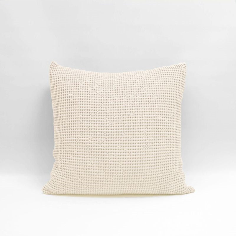 Stone Baksana Euro Pillowcase featuring deep waffle texture and zip closure, made from 100% OEKO-TEX® certified cotton.
