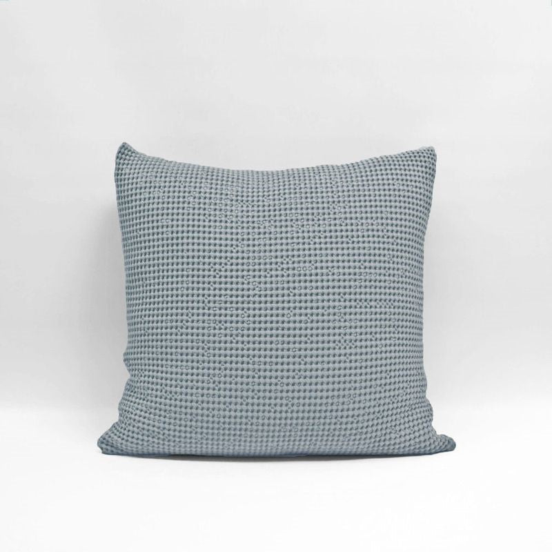 Baksana's Euro Pillowcase in Smoke, featuring deep waffle texture and zip closure, made from 100% certified cotton.