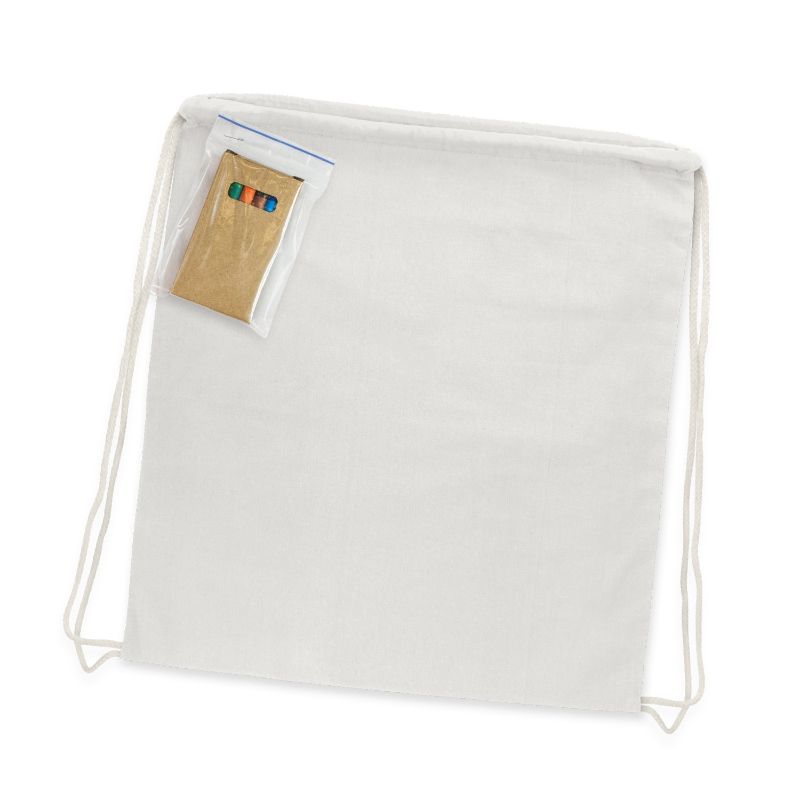 Cotton Colouring Drawstring Backpack White (Set of 5)