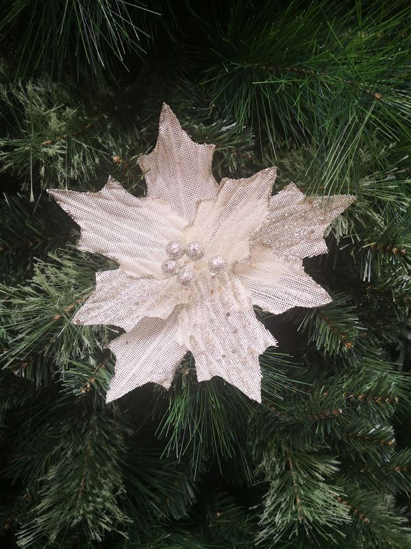 Artificial Poinsettia Head (Beige)