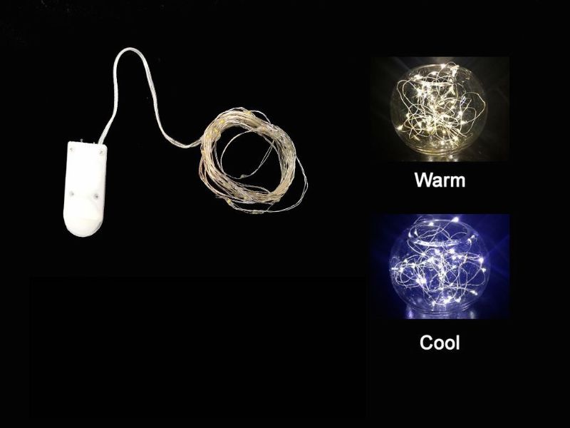 String Light - Button Battery 3m (Cool Silver)
