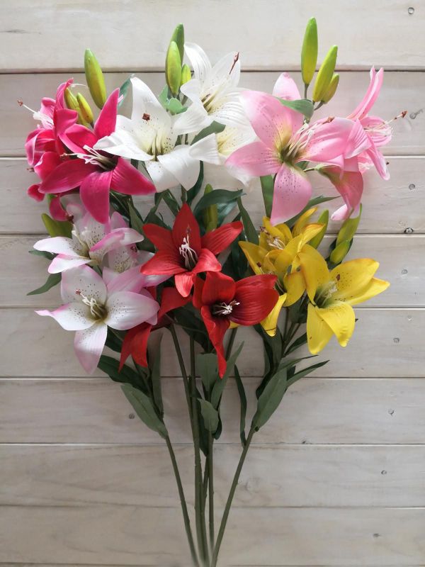 Artificial Single Tiger Lily Spray X 2 Flrs & Bud