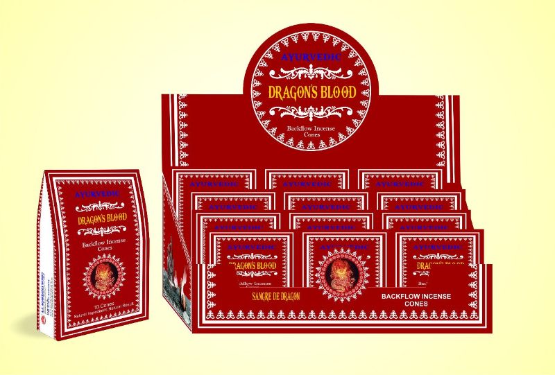 Ayurvedic BACKFLOW CONES - Dragons Blood (Box of 12 Packets)