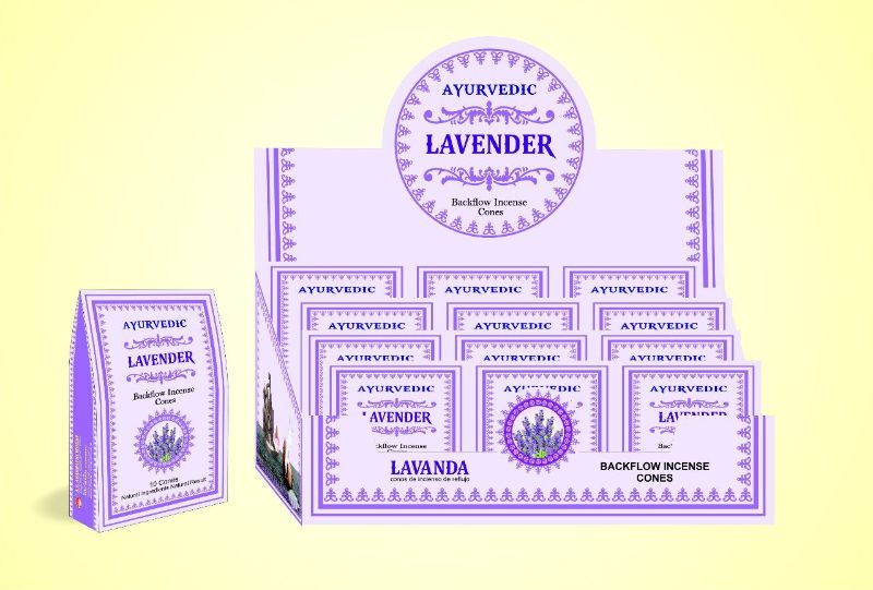 Ayurvedic BACKFLOW CONES - LAVENDER (Box of 12 Packets)