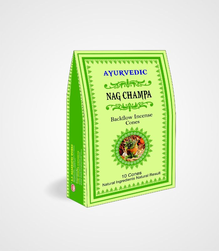 Ayurvedic BACKFLOW CONES - NAG CHAMPA (Box of 12 Packets)