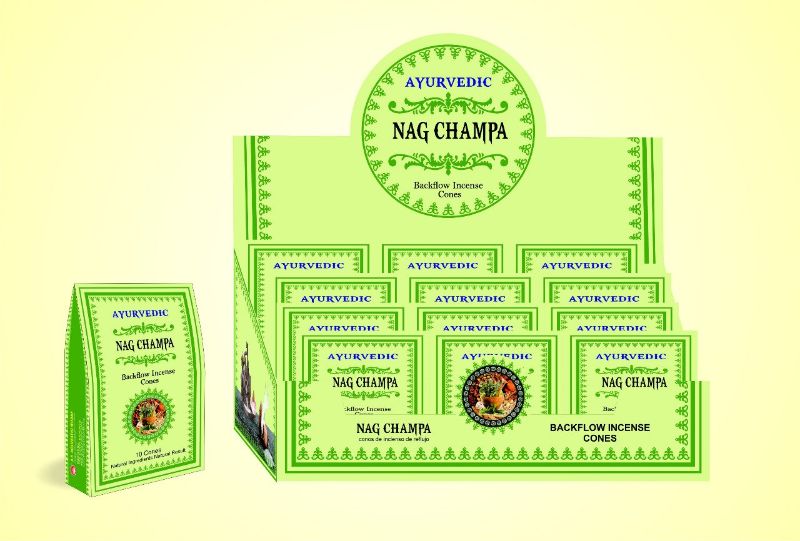 Ayurvedic BACKFLOW CONES - NAG CHAMPA (Box of 12 Packets)