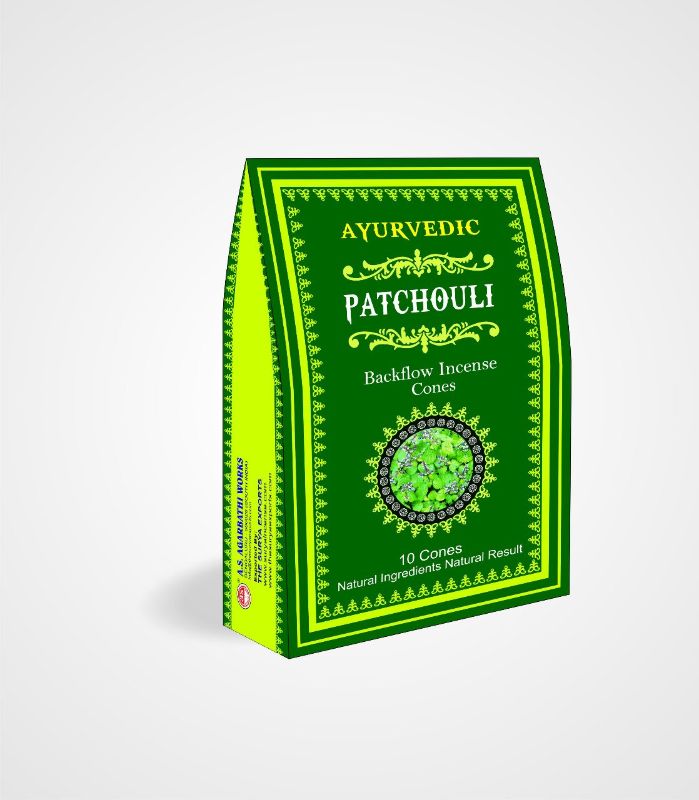 Ayurvedic BACKFLOW CONES - PATCHOULI (Box of 12 Packets)