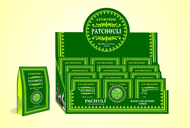 Ayurvedic BACKFLOW CONES - PATCHOULI (Box of 12 Packets)