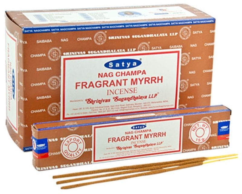 Incense - Sathya Nag Champa Fragrant Myrrh 15gm (Box of 12)