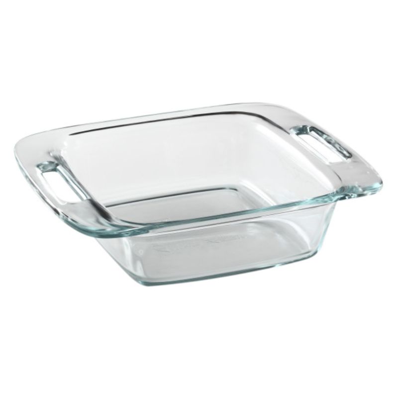 Set of 4 Pyrex Easy Grab® 20cm glass baking dishes with large handles, perfect for effortless baking and serving.
