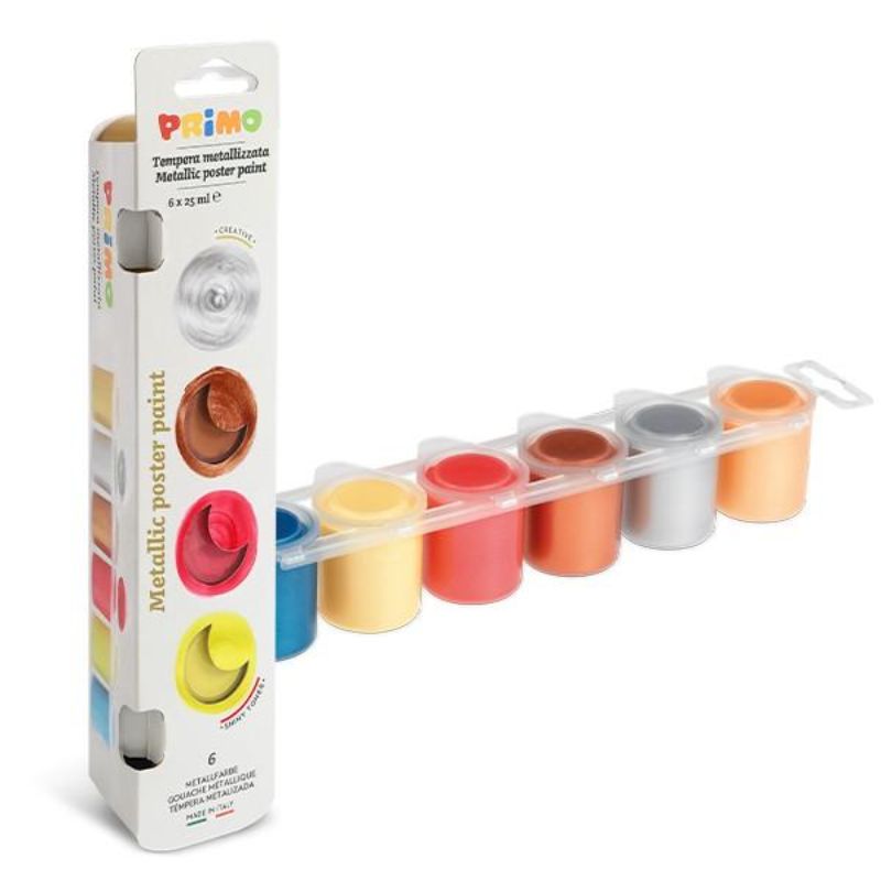 PRIMO READY MIX POSTER PAINT 25ML SET OF 6 - METALLIC 25ML