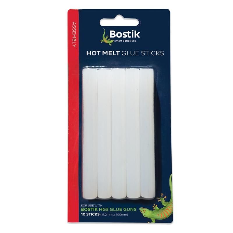 BOSTIK HOT MELT GLUE STICKS PACK OF 10 - BOSTIK HOT MELT GLUE STICKS PACK 10