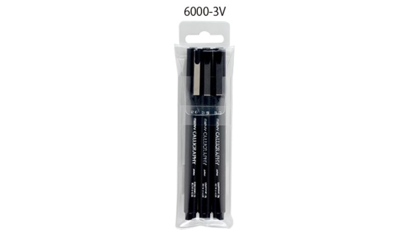 MARVY CALLIGRAPHY PEN SET OF 3 BLACK 6000-3V -