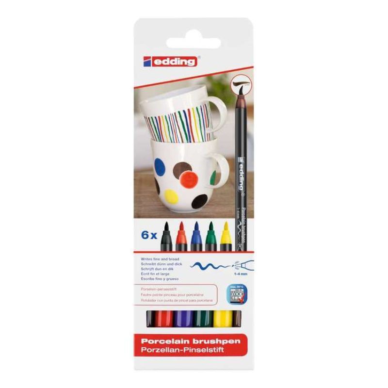 EDDING PORCELAIN BRUSH PEN SET 6 - FAMILY