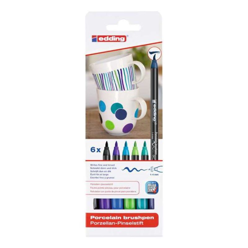 EDDING PORCELAIN BRUSH PEN SET 6 - COOL