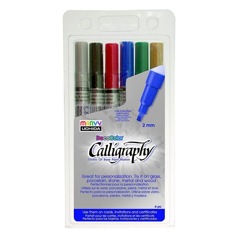 MARVY CALLIGRAPHY PAINT MARKER SET OF 6 -