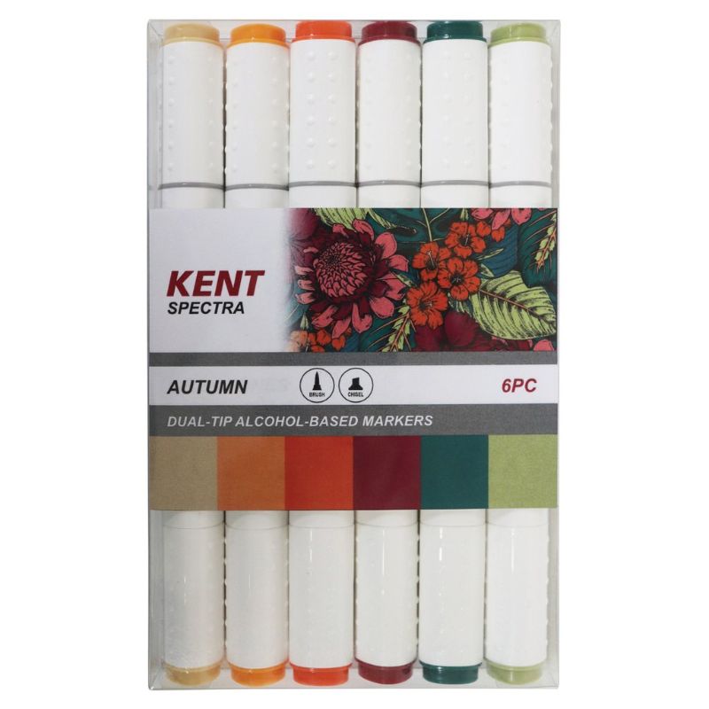 KENT SPECTRA GRAPHIC DESIGN MARKER BRUSH CHISEL NIB SET OF 6