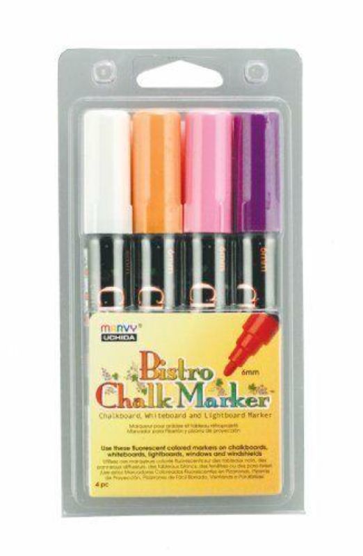 MARVY BISTRO CHALK MARKER 483 CHISEL SET OF 4 - FLURO B