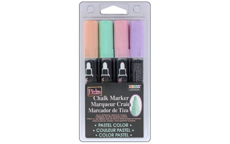 MARVY BISTRO CHALK MARKER 483 CHISEL SET OF 4 - PASTEL