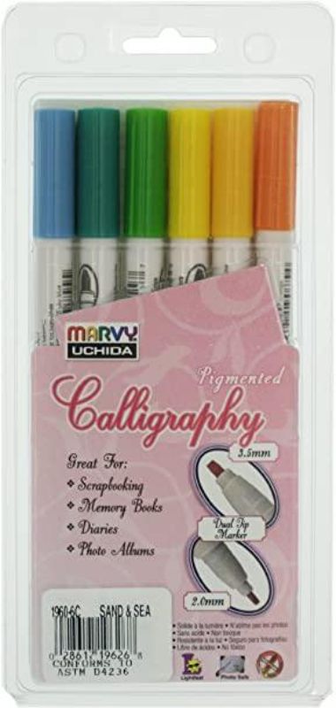 MARVY CALLIGRAPHY PIGMENTED MARKER - SET OF 6 - 6C SAND AND SEA