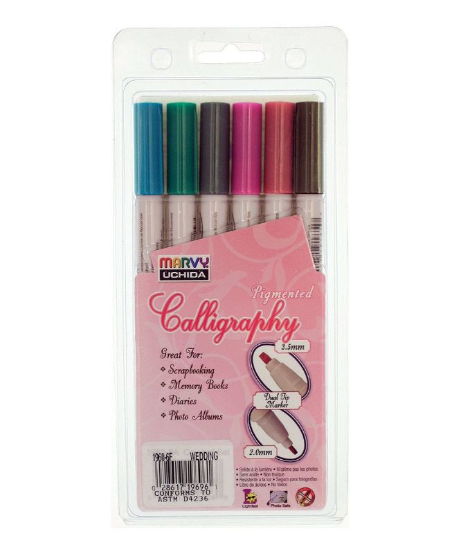 MARVY CALLIGRAPHY PIGMENTED MARKER - SET OF 6 - 6F WEDDING