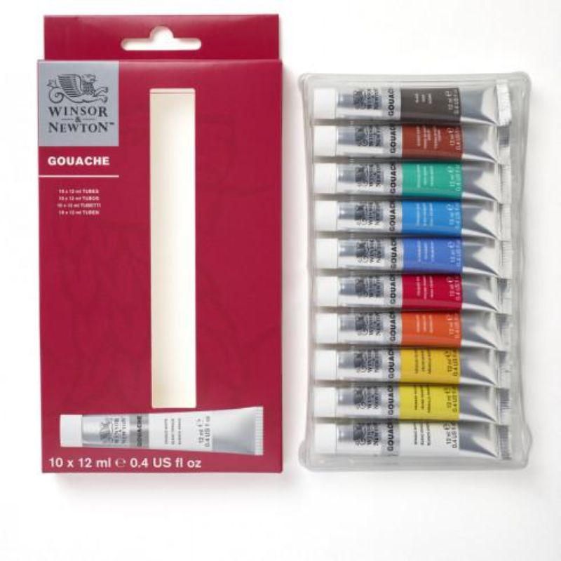WINSOR AND NEWTON GOUACHE PAINT 12ML - SET OF 10 -