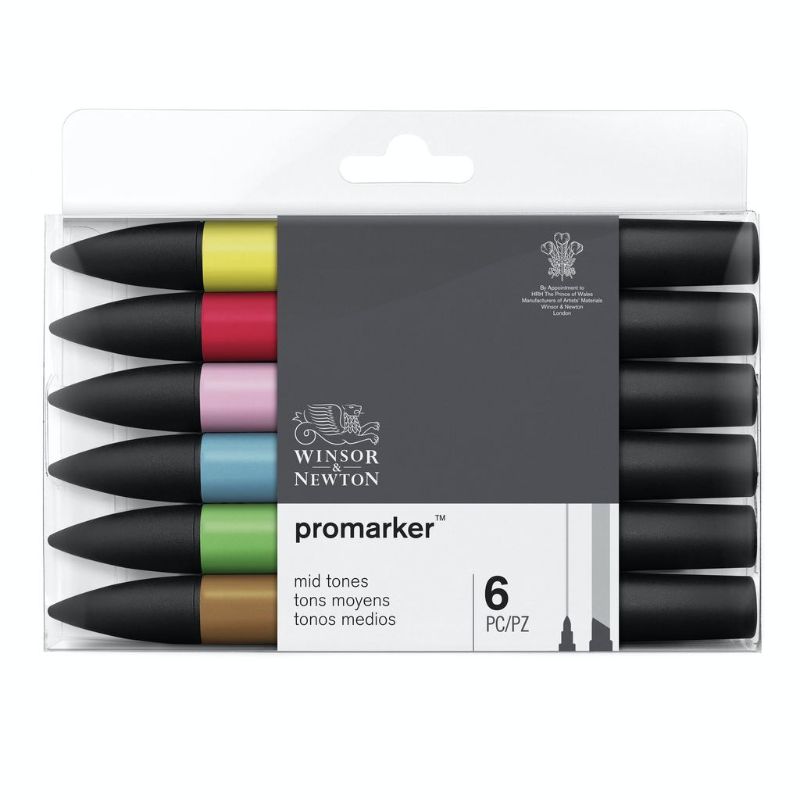 WINSOR & NEWTON PROMARKER SET OF 6 - MID TONES