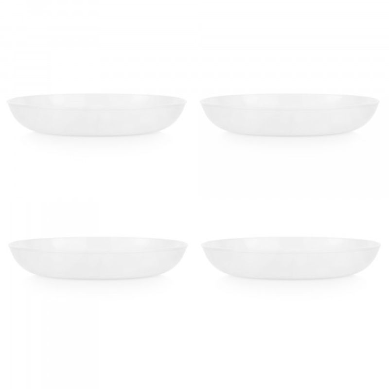 Set of 4 Corelle Winter Frost low meal bowls, 887ml, durable, chip-resistant, perfect for hearty dishes and easy serving.
