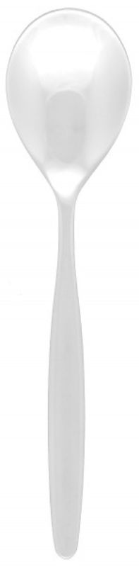 Set of 12 Tablekraft Atlantis Fruit Spoons in elegant stainless steel, perfect for serving fruits and desserts.