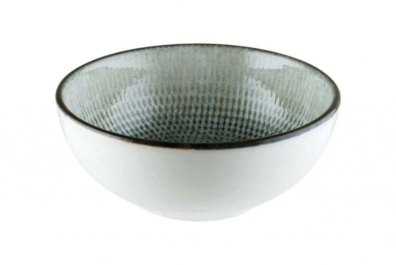 Set of 12 Bonna Lenta Ash Deep Bowls in green tones, 130 mm, durable, stackable, ideal for elegant dining.