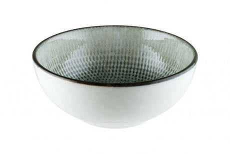 Set of 12 Bonna Lenta Ash Deep Bowls in green tones, 130 mm, durable, stackable, ideal for elegant dining.
