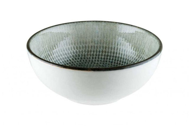 Set of 12 Bonna Lenta Ash Deep Bowls in green tones, 130 mm, durable, stackable, ideal for elegant dining.