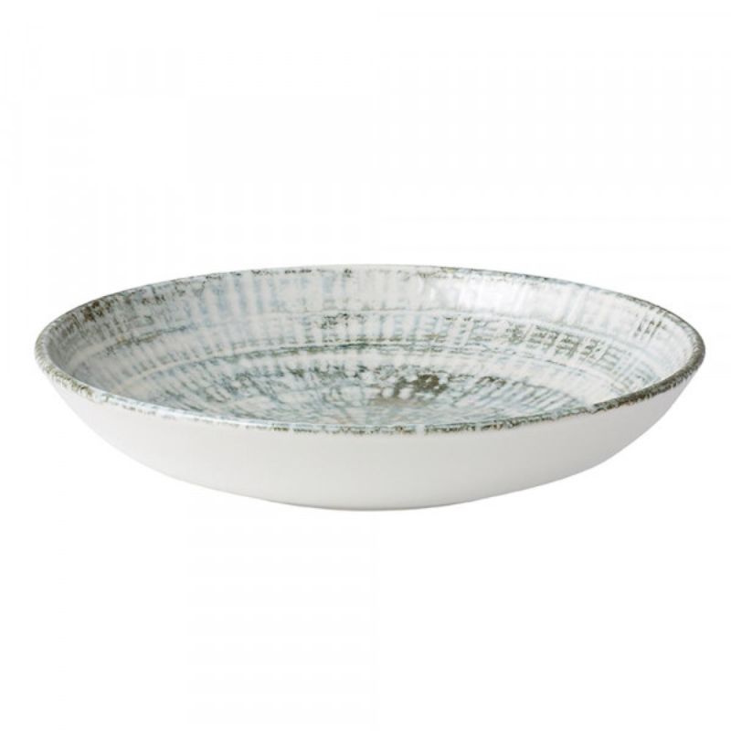 Set of 6 Bonna Odette flared bowls, 230 mm, featuring a rustic pattern and durable, scratch-resistant porcelain design.
