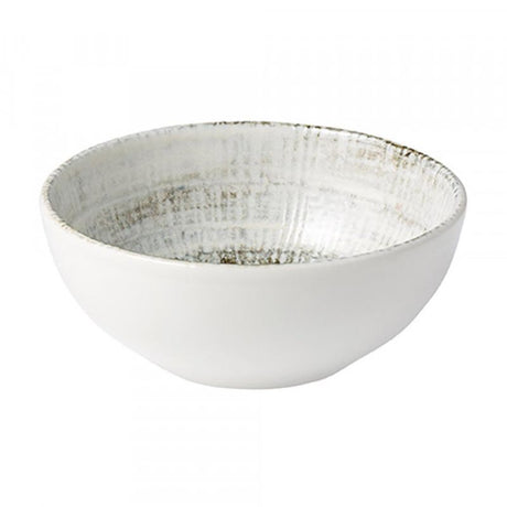 Set of 12 Bonna Odette deep bowls, 130 mm, elegant porcelain with rustic design, scratch-resistant, and durable for daily use.
