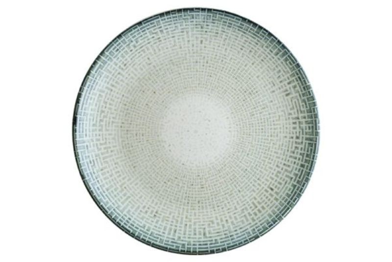 Set of 12 Bonna Maze Coupe Plates, 270 mm, featuring modern geometric design, durable porcelain, and chip-resistant glaze.