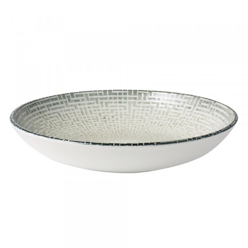 Set of 6 elegant 230mm flared grey porcelain bowls featuring a contemporary geometric design, ideal for stylish dining.