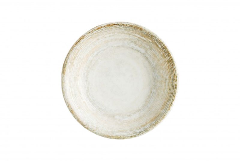 Set of 24 Bonna Patera Round Dishes, 90 mm, featuring an earthy tone, stackable, durable, and versatile for modern dining.