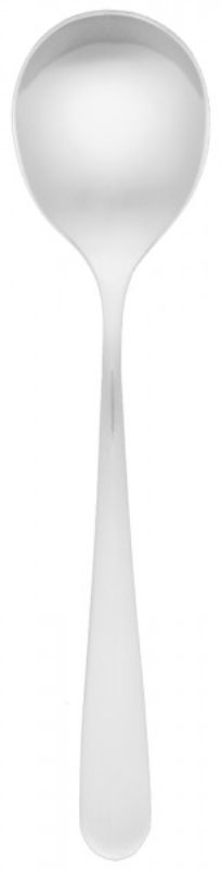 12 pack of Tablekraft Luxor fruit spoons in stainless steel with a mirror finish, ideal for elegant dining and serving.