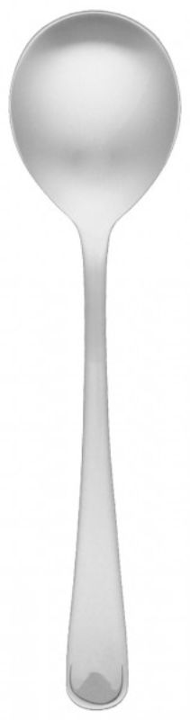 12 pack of elegant stainless steel soup spoons with mirror finish, perfect for soups and stylish dining occasions.