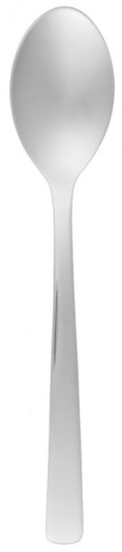 12 pack of elegant Amalfi dessert spoons with graceful curves and mirror finish for stylish dining and easy cleanup.