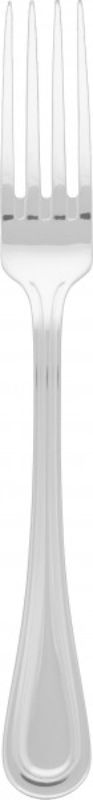 Set of 12 polished stainless steel Oxford table forks, blending elegance and durability for any dining occasion.