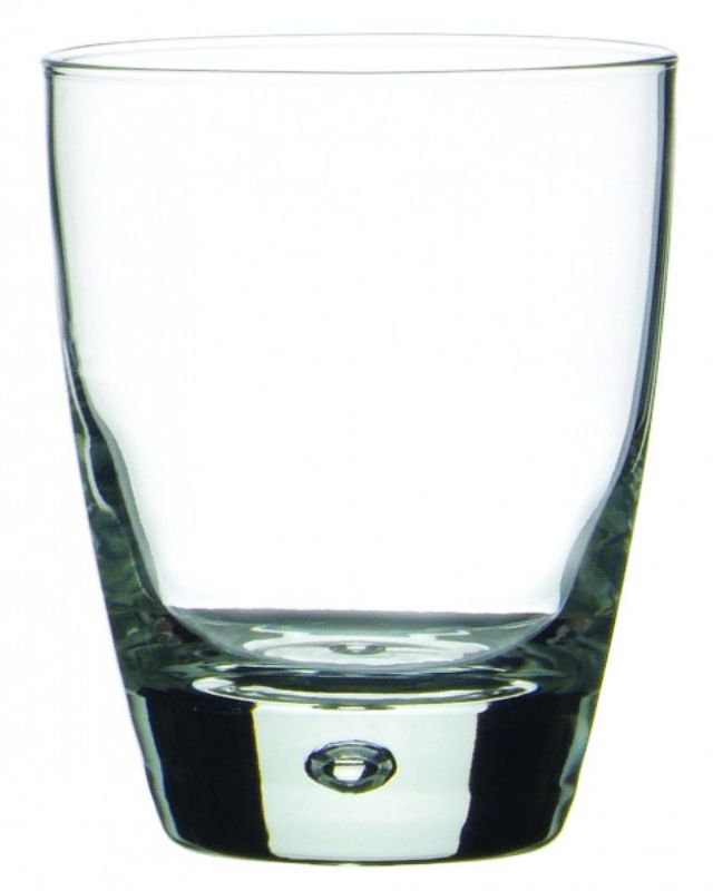 Set of 12 Bormioli Rocco Luna 340ml double old-fashioned glasses with bubble detail, ideal for cocktails and elegant dining.