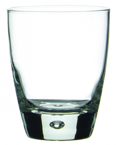 Set of 12 Bormioli Rocco Luna 340ml double old-fashioned glasses with bubble detail, ideal for cocktails and elegant dining.